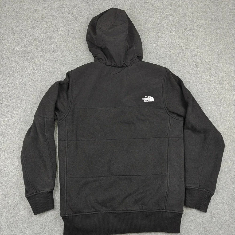 The North Face Jacket Mens Medium Black Hooded Fleece‎ Full Zip Broken Zipper